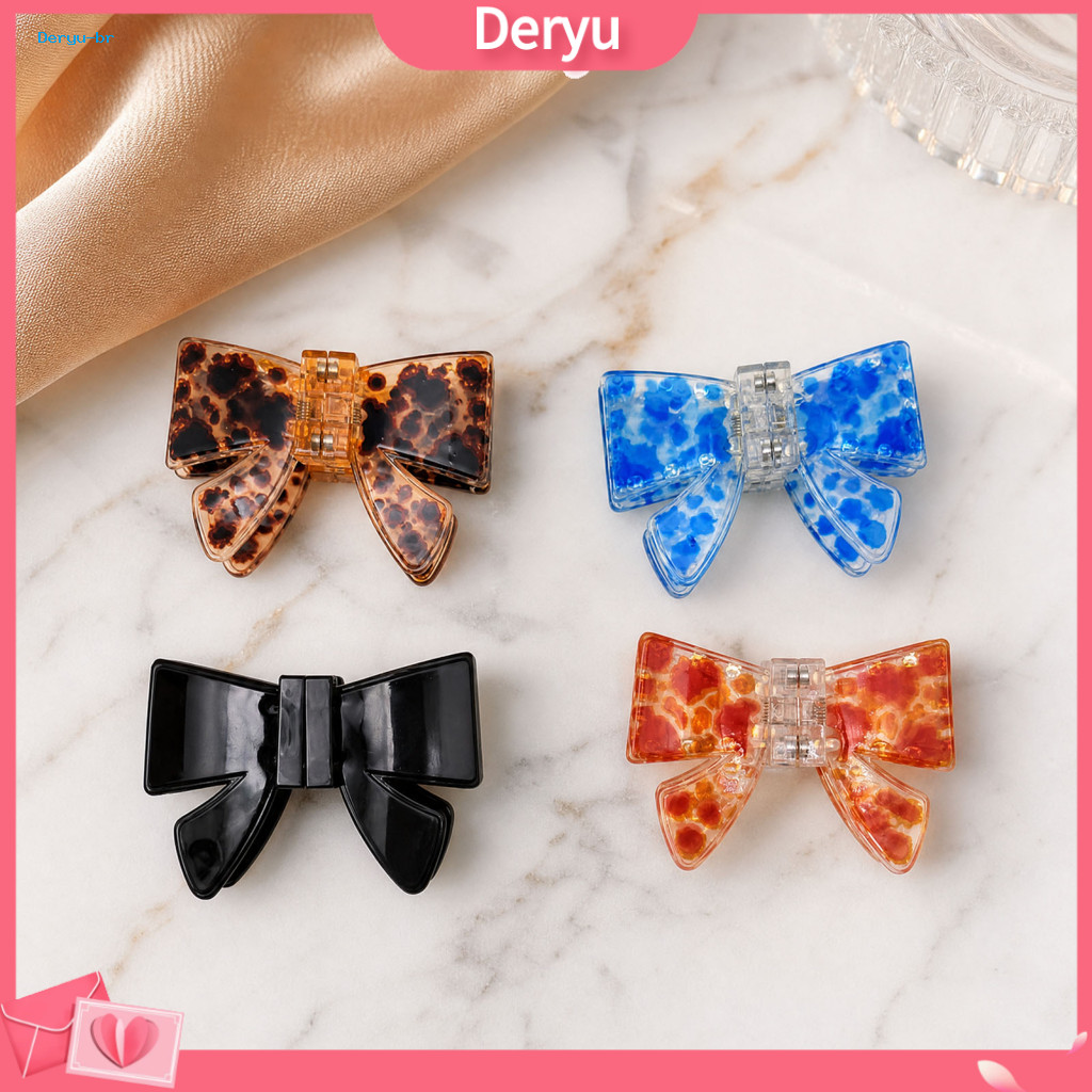 Bow Hair Clip Acetate 4pcs Women’s Clips Set Imitation Claw with Strong Spring Clamp 3d Design Magnetic Hairpins for W
