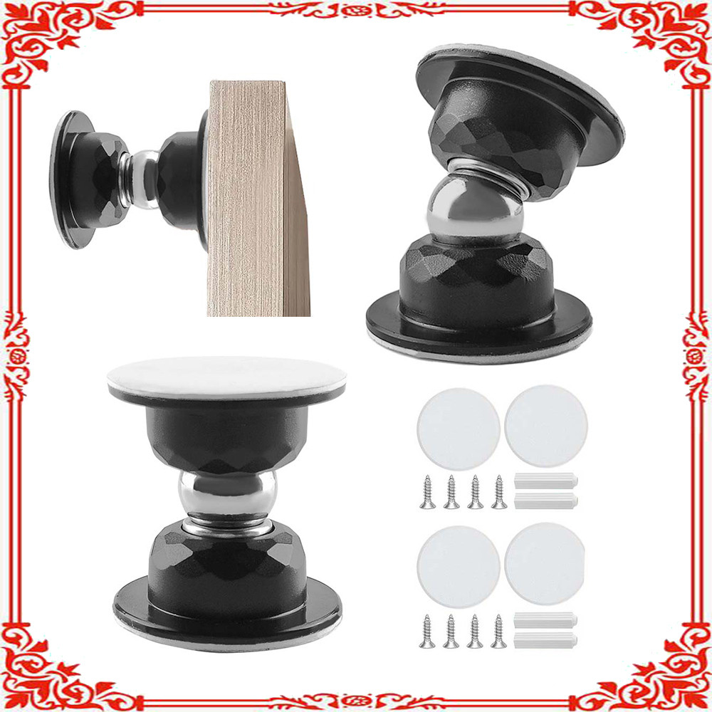 Doorstop magnético 2pcs + 4pcs fita dupla face + 8pcs parafuso + 4pcs tubo de expansão dispositivo de colisão de parede