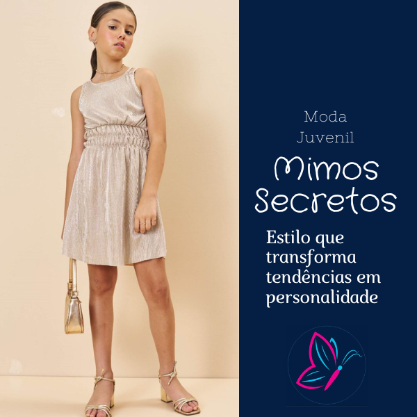 Vestido em Plissado Dourado 77460 Vic&Vicky