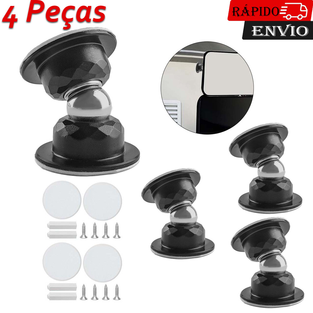 4pç Trava Porta Magnética Fixador Prendedor de Porta com Parafuso Aço Inoxidável Silencioso Resistente Adesivo Forte Kit