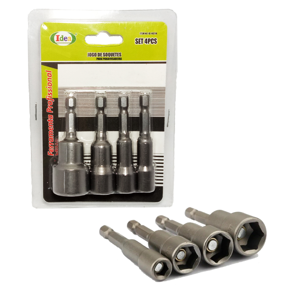 Jogo de Soquetes P/ Parafusadeira Magnético 4pcs 8 a 17mm