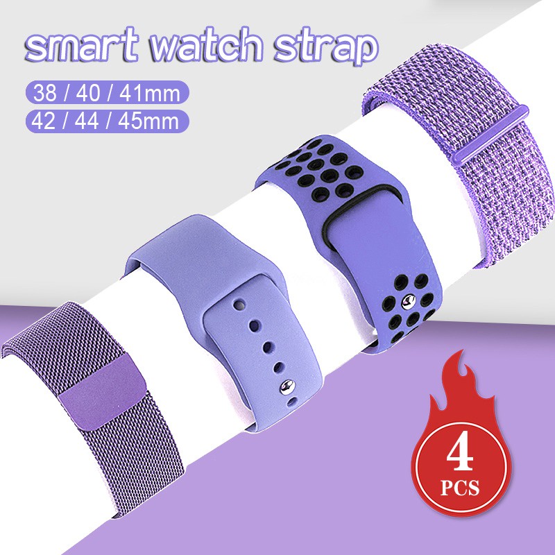 4pcs Pulseira De Relógio Para Eu Assistir Série 10 9 8 7 6 SE 5 4 3 2 De silicone De Náilon Magnético 40mm 41mm 42MM 46M