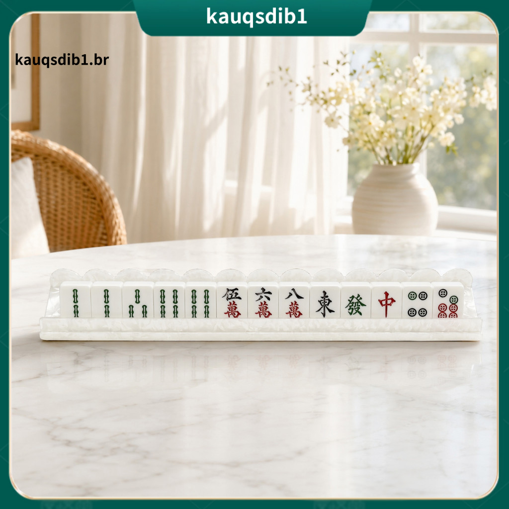 Mahjong Tile Rack Acrylic Stand 4pcs Holder Set with Magnetic Pusher Storage Bag – Scalloped Mah Jongg Perfect Gift fo