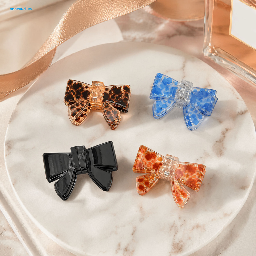Tortoiseshell Hair Clip Acetate 4pcs Women’s Clips Set Imitation Claw with Strong Spring Clamp 3d Bow Design Magnetic