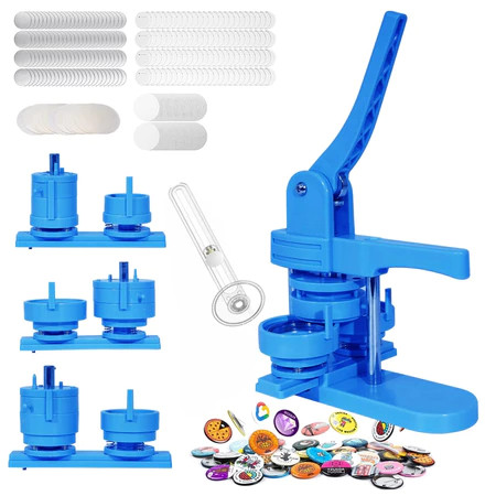 3-in-1 Button Machine 32/44/58mm with 300 Button Press Kit for Making Brooches and Badges