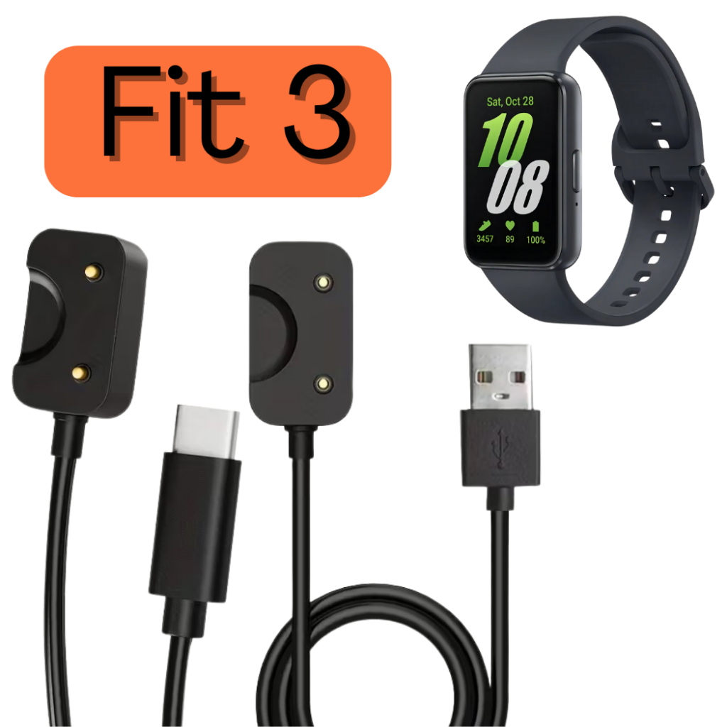 Dock Cabo Carregador Usb e Tipo C Para Relogio Galaxy Fit 3 R390