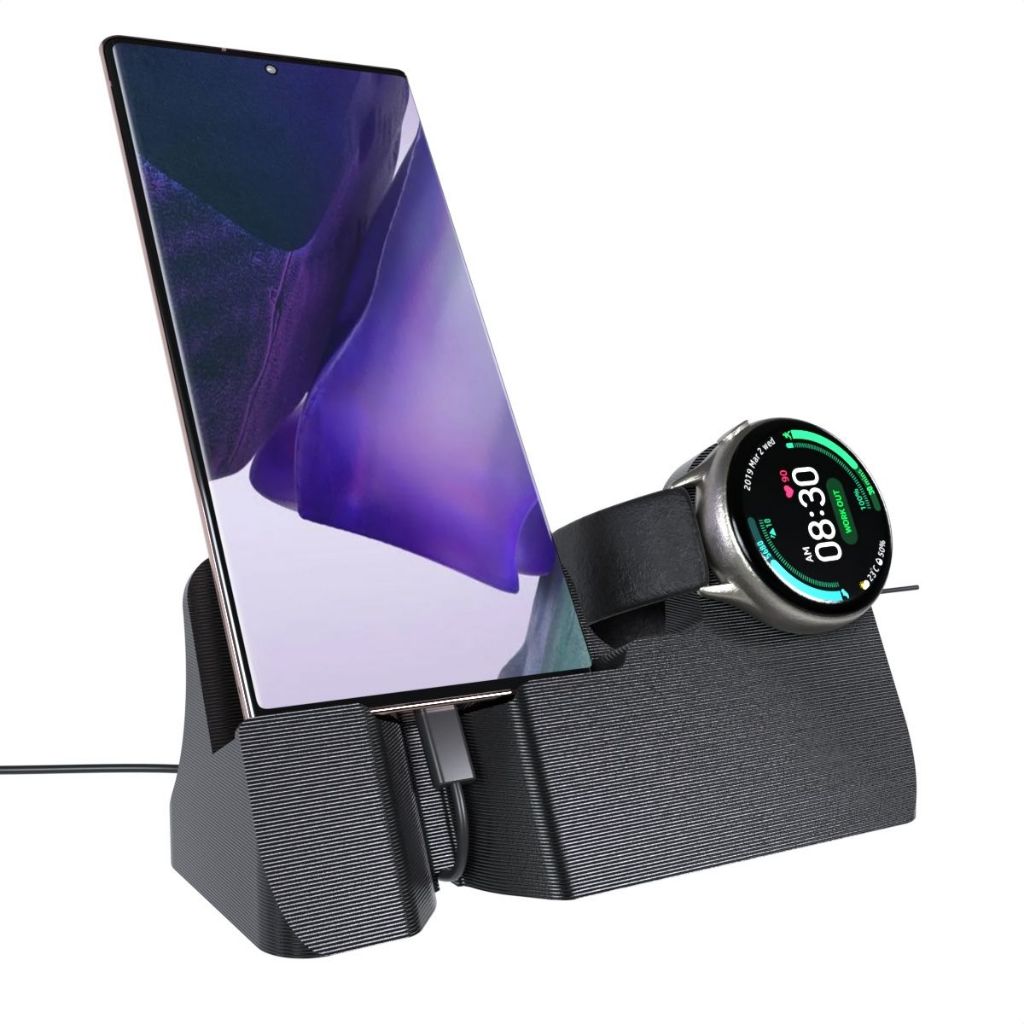 Suporte de Mesa Compatível com Cabo Tipo C e Carregador do Relógio Samsung Galaxy Watch 3 4 5 e 6