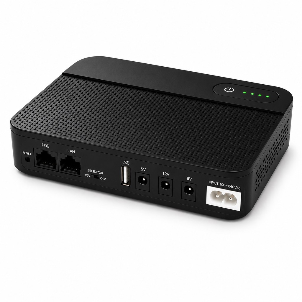 Mini Nobreak DC 18W PoE 15V 24V USB 5V 9V 12V Bateria 10400mAh Knup KP-TC44