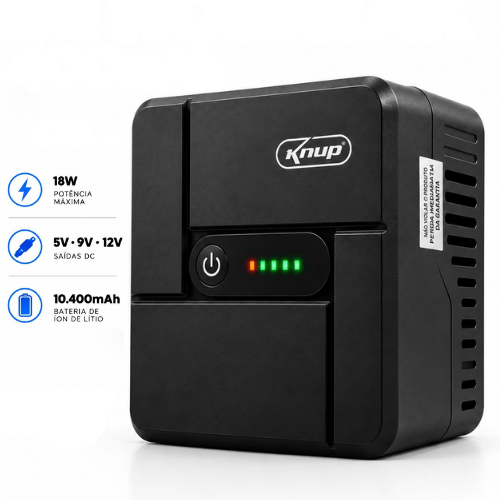 Mini Nobreak UPS 10400mAh para Roteador e Modem 18W 5V 9V 12V com Bateria Interna e Proteção