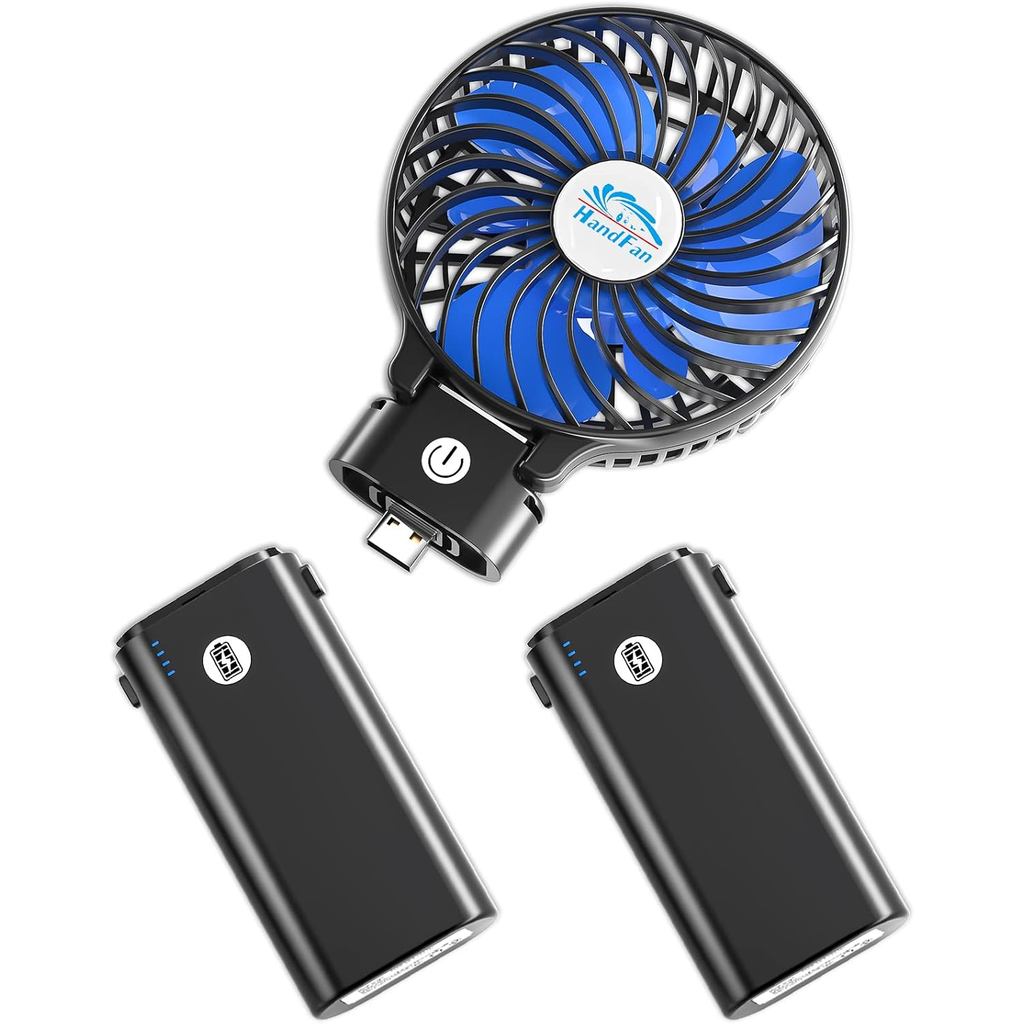 Ventilador Portátil HandFan 10400mAh, Ventilador de Mão Recarregável com 40 Horas de Duração, Mini Ventiladores Pessoais