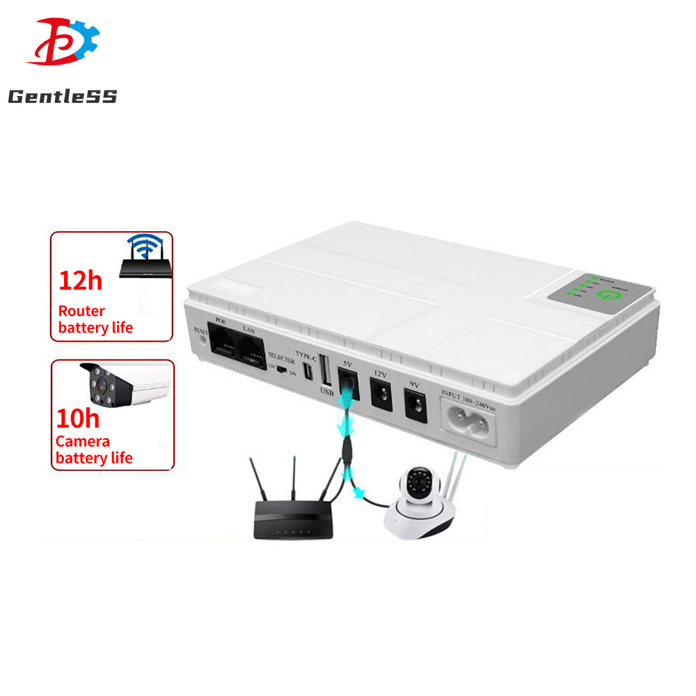 AC100-240V 18W 10400mah USB + Tipo C Fonte De Alimentação De Backup DC Ininterrupta MINI Roteador UPS Adaptador Embutido