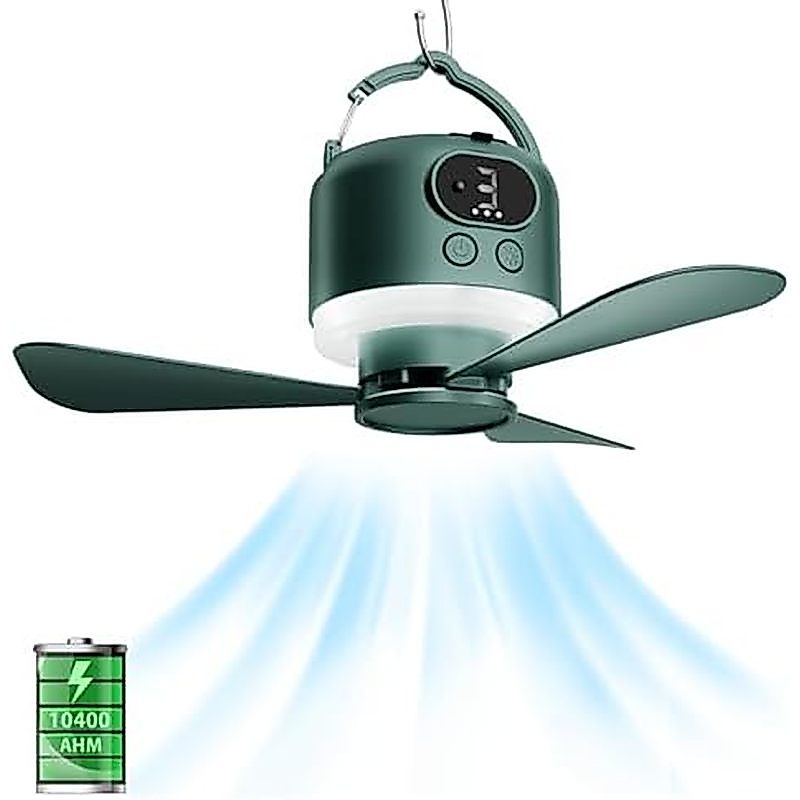 Ventilador De Acampamento 10400mAh Operado Por Bateria , Barraca Recarregável USB Com Controle Remoto , Banco De Potênci