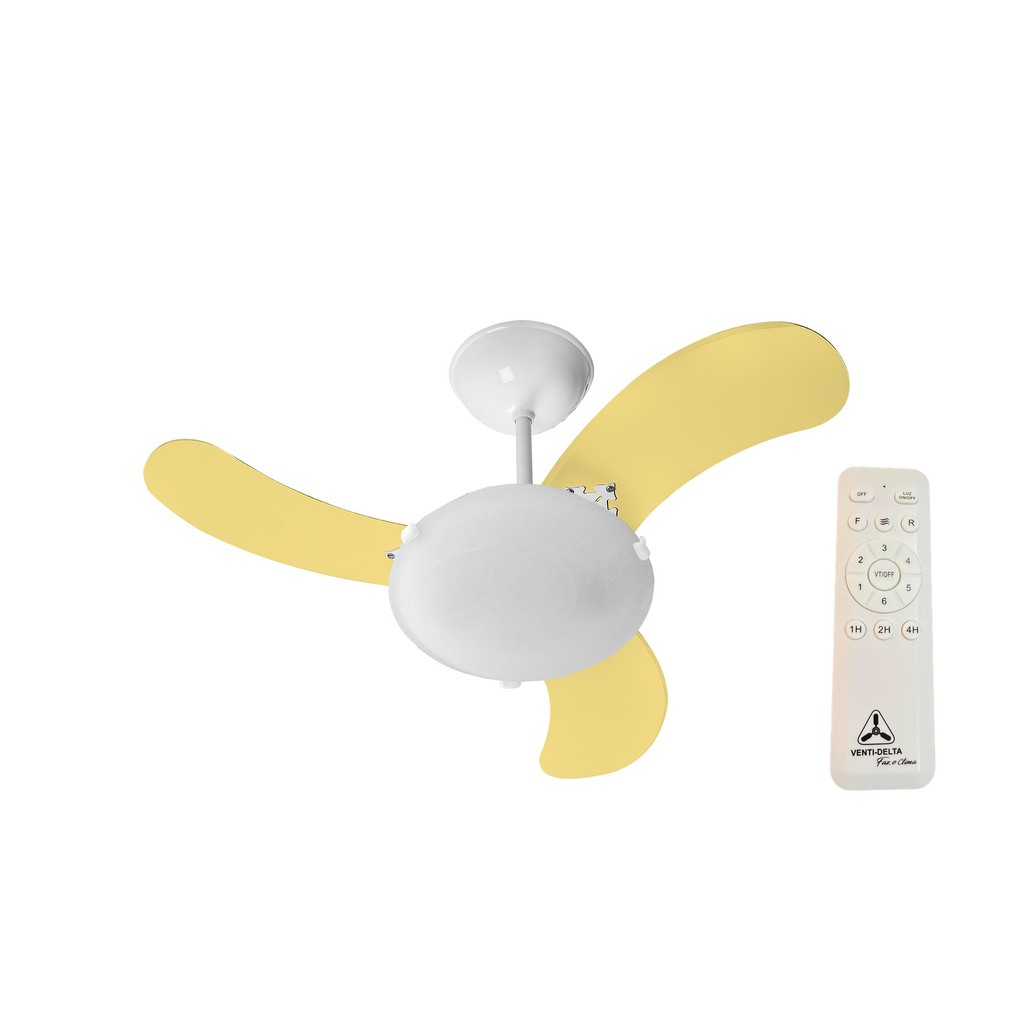Ventilador de Teto Venti-Delta Inverter Space Branco 3 Pás Amarelas Bivolt
