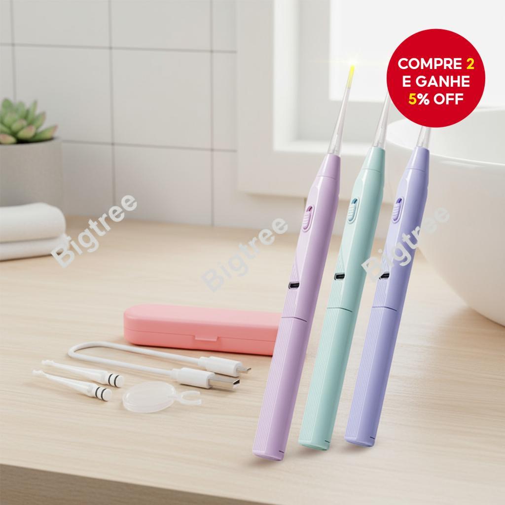 Ferramenta de limpeza de orelha para bebês com luz LED e ponta de silicone suave
