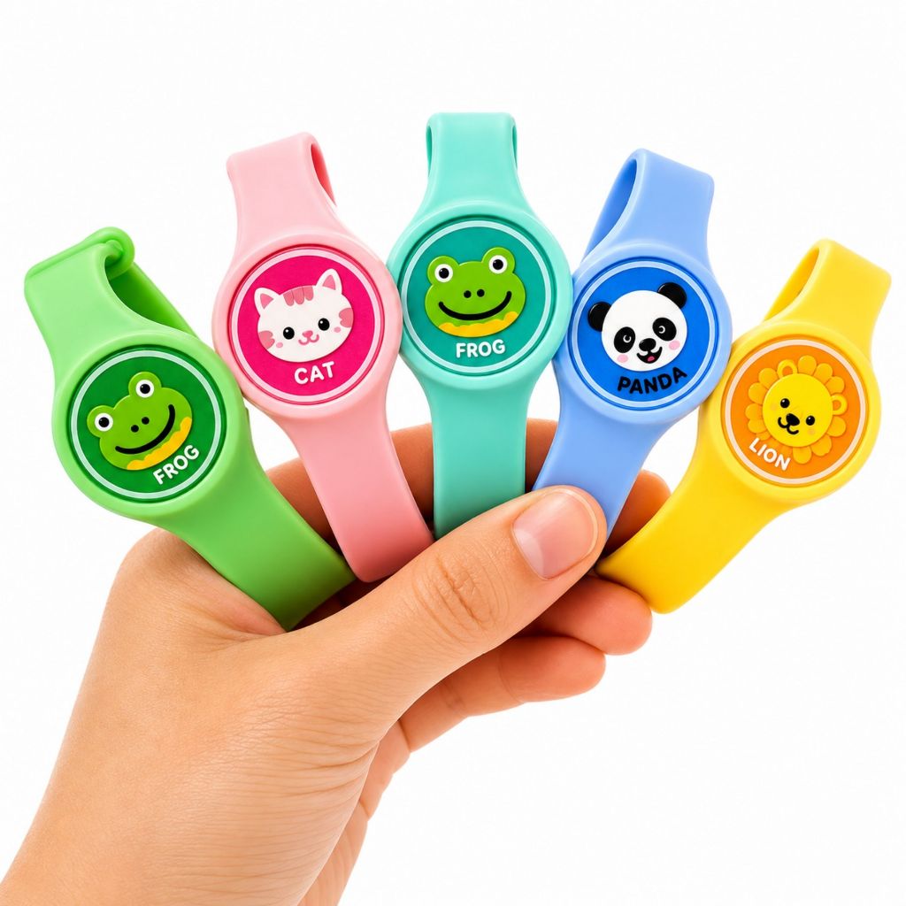 Pulseira Infantil Anti Mosquito Citronela Led Relógio Bebê Criança Silicone Ajustável Resistente à Água