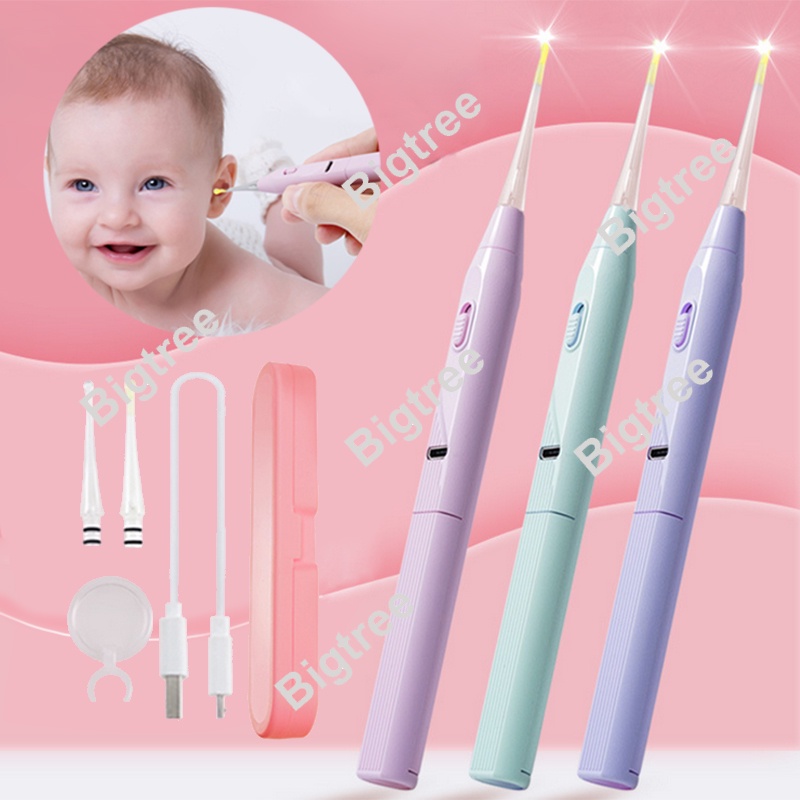 Removedor De Limpador De Cera De Ouvido De Bebê Com Luz LED Ponta De Silicone Macio Seguro E Suave Para Bebês