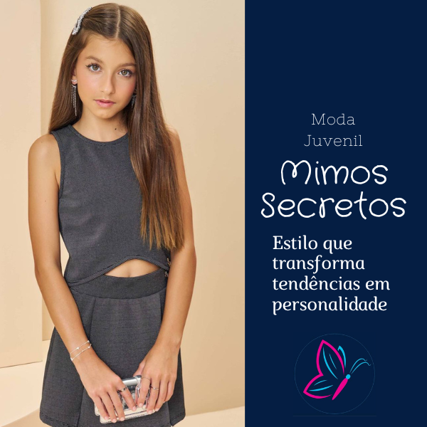 Conjunto em Malha Brilho Glamour com Shorts Embutido Preto Vic&Vicky