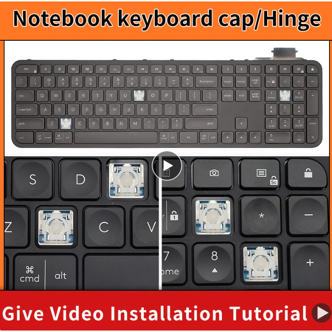 Chave De Substituição Tampa De & Clip Dobradiça Para Logitech Craft MX Teclado KEY Clips GreyBlack