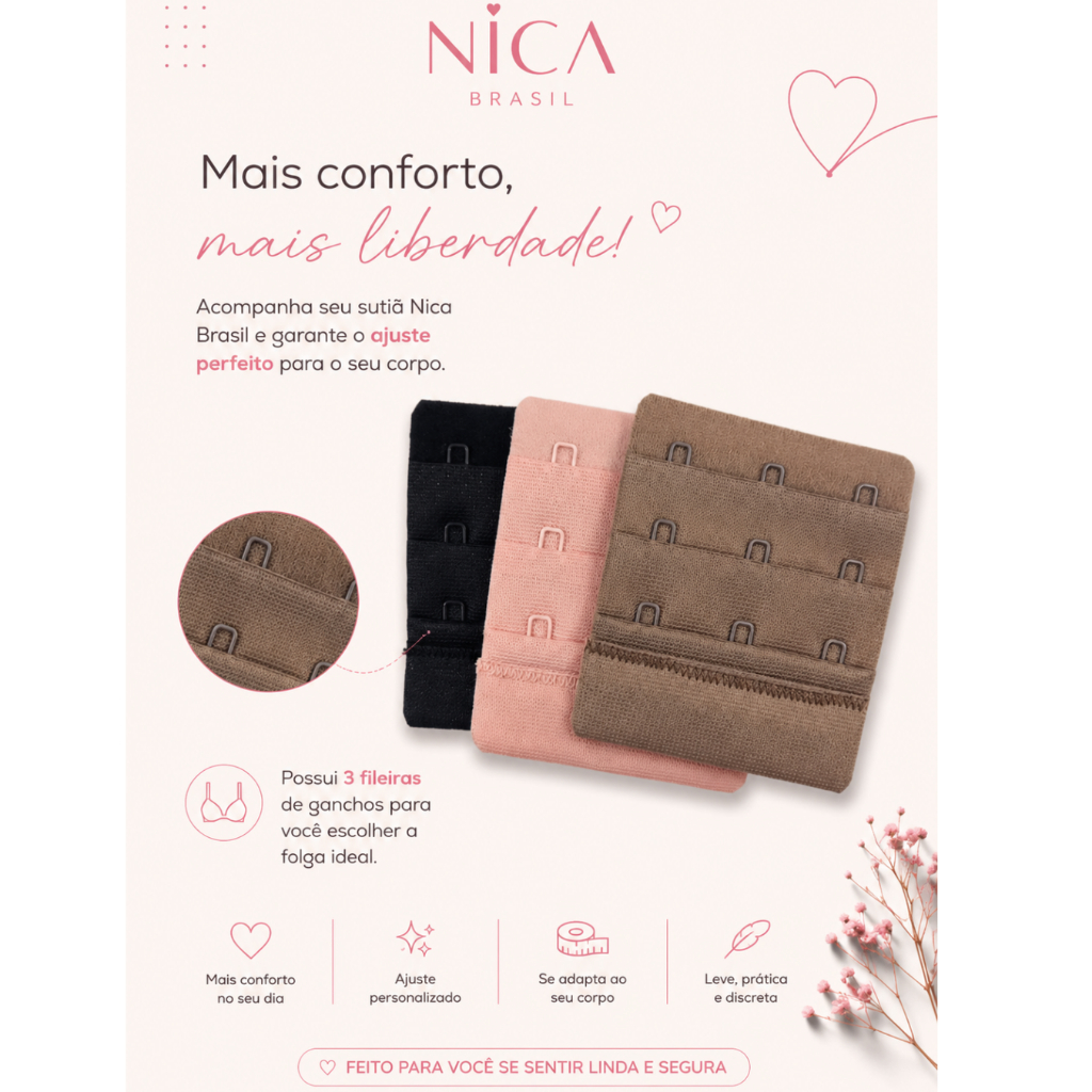 Kit de 3 Extensores -  Preto, Rosa Chique e Chocolate.