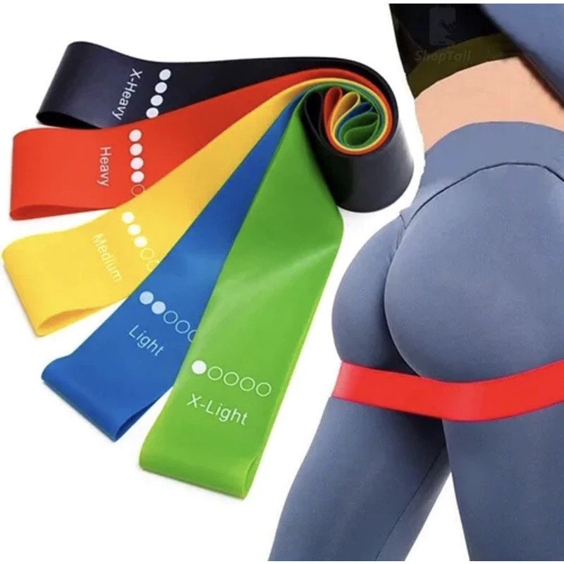 Desconto kit 5 Faixas Elástica de Resistência para yoga Pilates Treino Academia - !