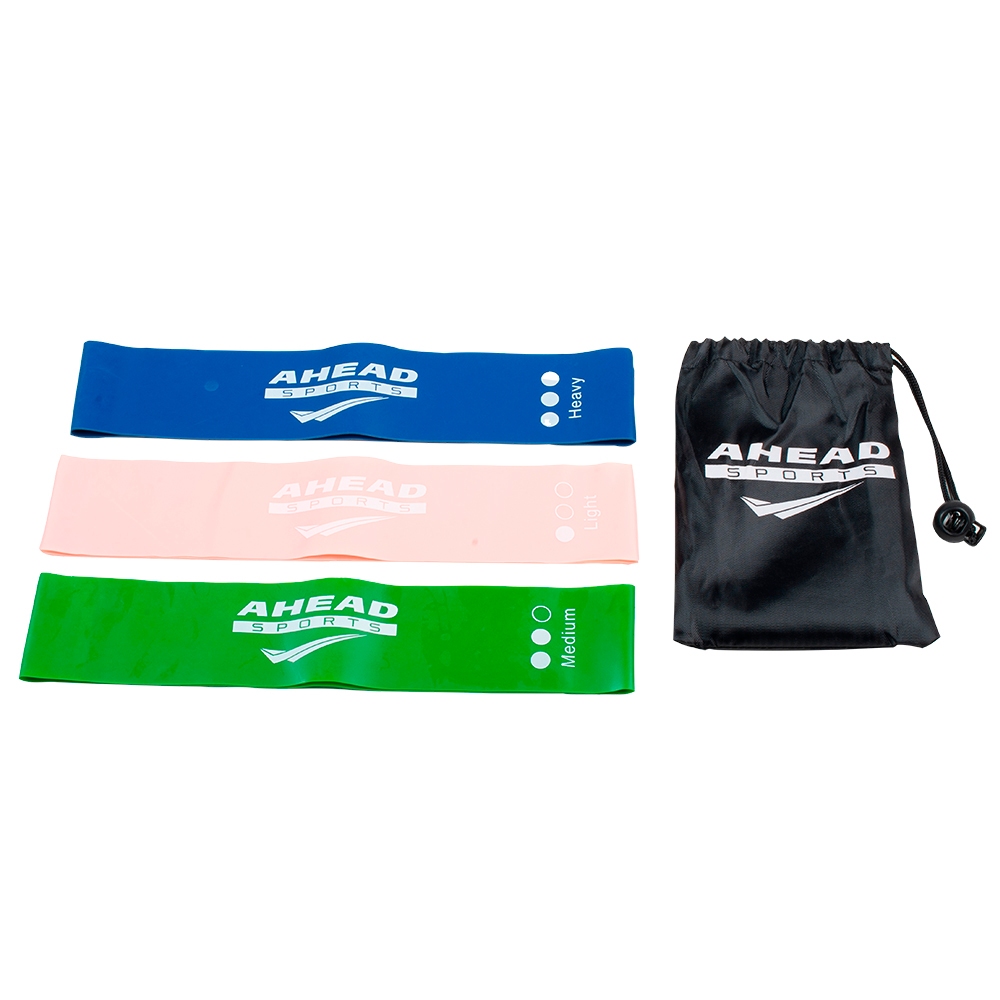 Kit Mini Band 3 Faixas Elásticas Ahead Sports Coloridas