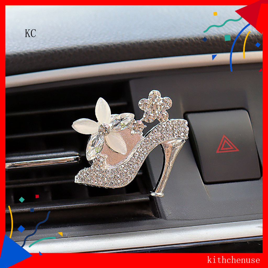 Easy to Install Car Air Vent Clip Automotive 2pcs Freshener Luxury Rhinestone High Heel Handbag Design Decoration Scent