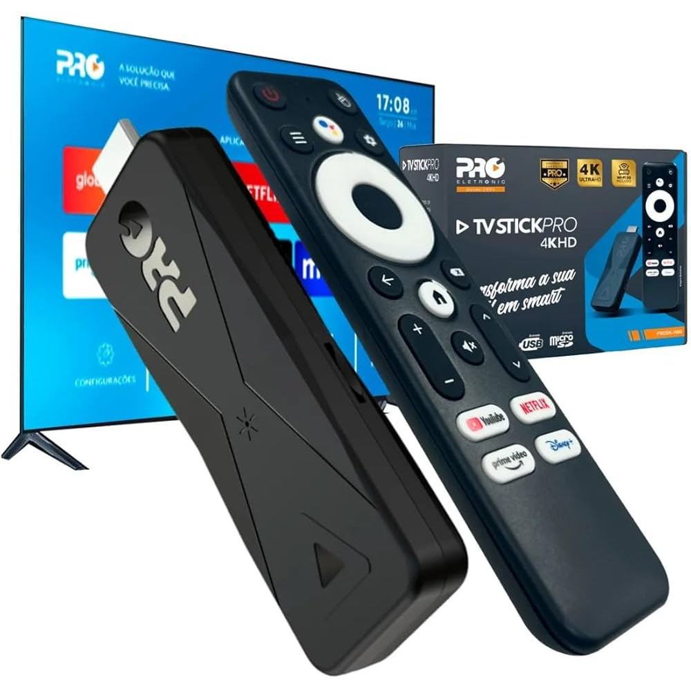 Stick Pro 4k TV HD Bluetooth Wi-fi 5ghz 2gb/16gb Comando Voz Proeletronic