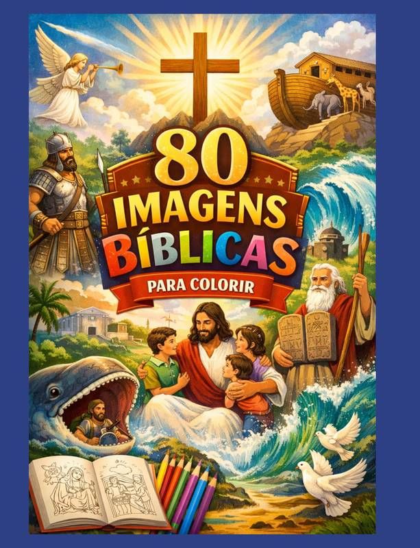 80 imagens bíblicas - Livro para colorir
