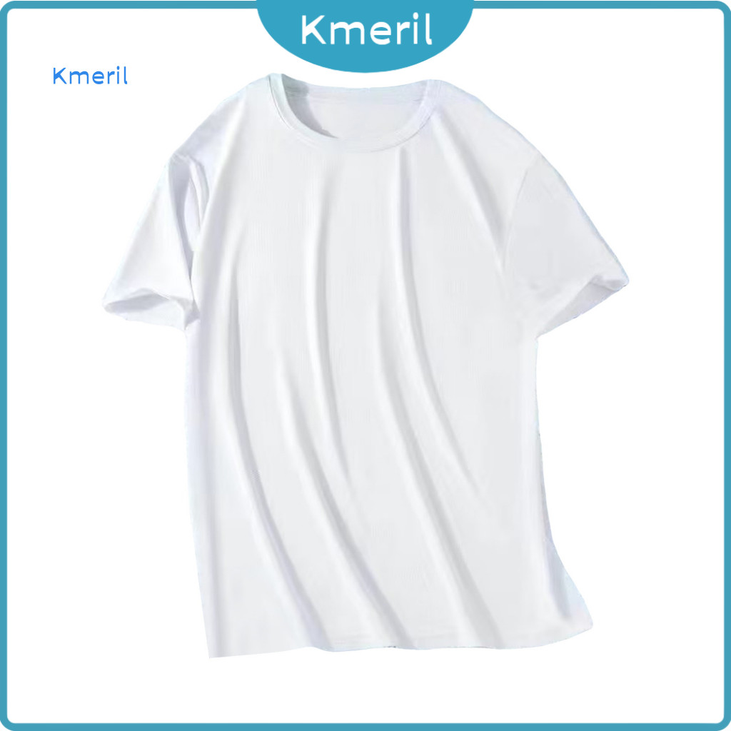 Regular Fit Men T-shirt Solid Color Shirt Men's Casual Round Neck Soft Breathable Short Sleeve Top for Sports Travel for