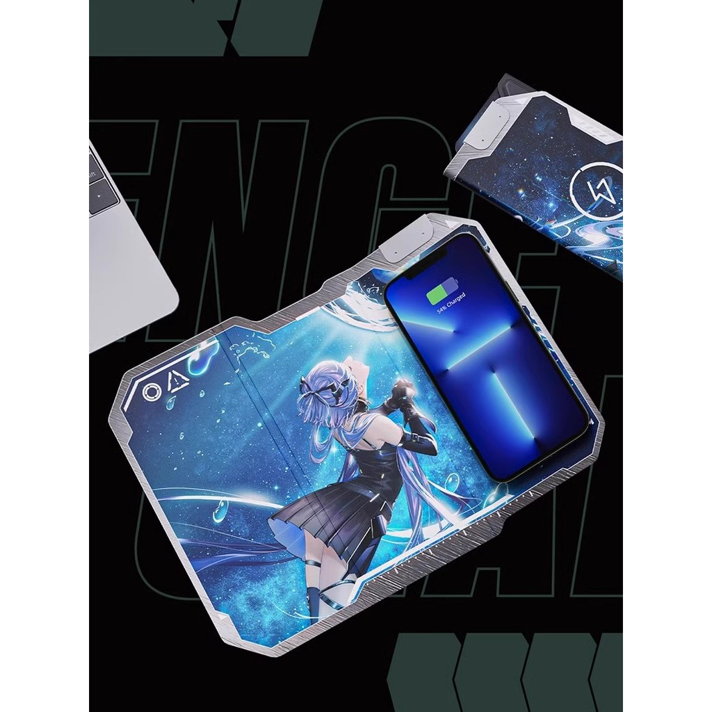 SONGX Luo Tianyi Co-Branded Multifuncional Mouse Pad Jogo Escritório Dobrável Suporte para Celular Carregamento Sem Fio