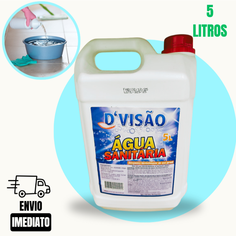 Kit 2 Água Sanitária 5L | Limpeza e Desinfecção | Uso Doméstico e Profissional
