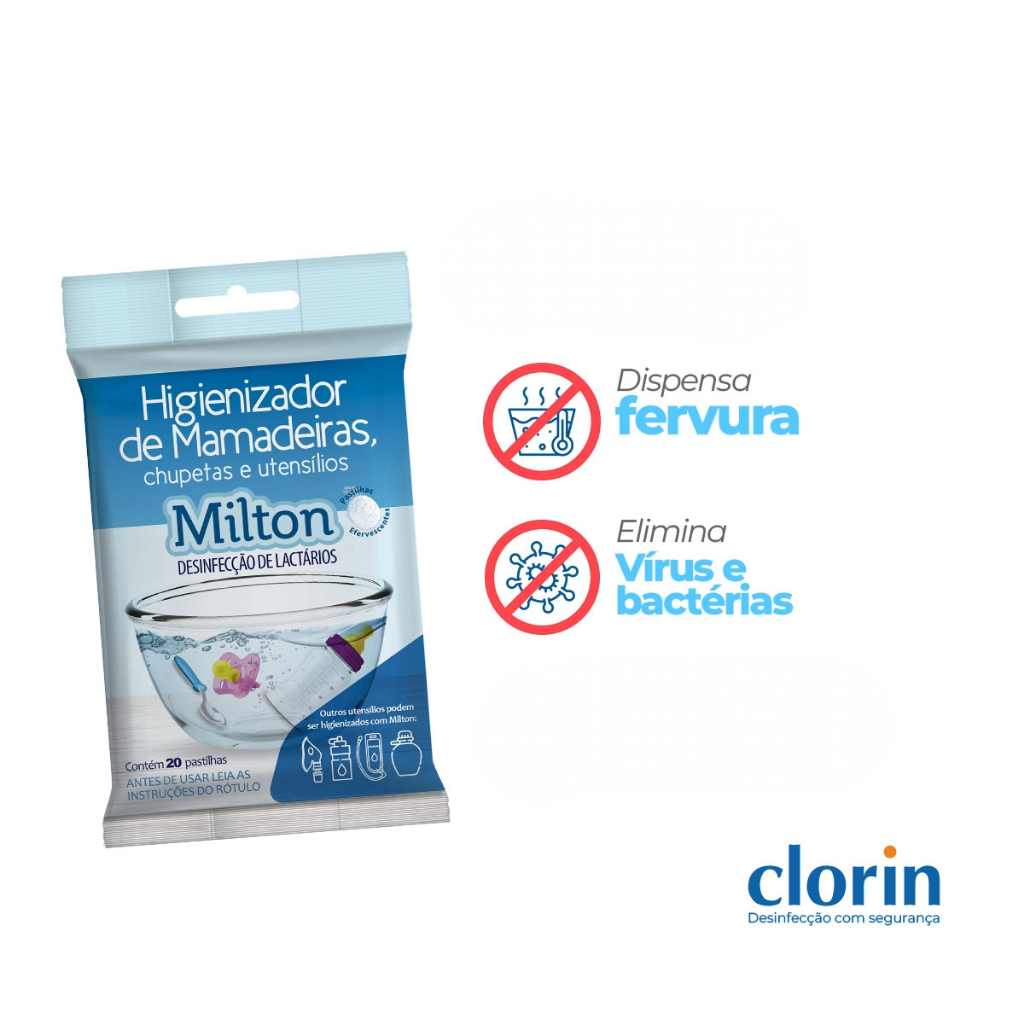 Pastilhas p/ Desinfecção de Utensílios de Bebê - Clorin Milton