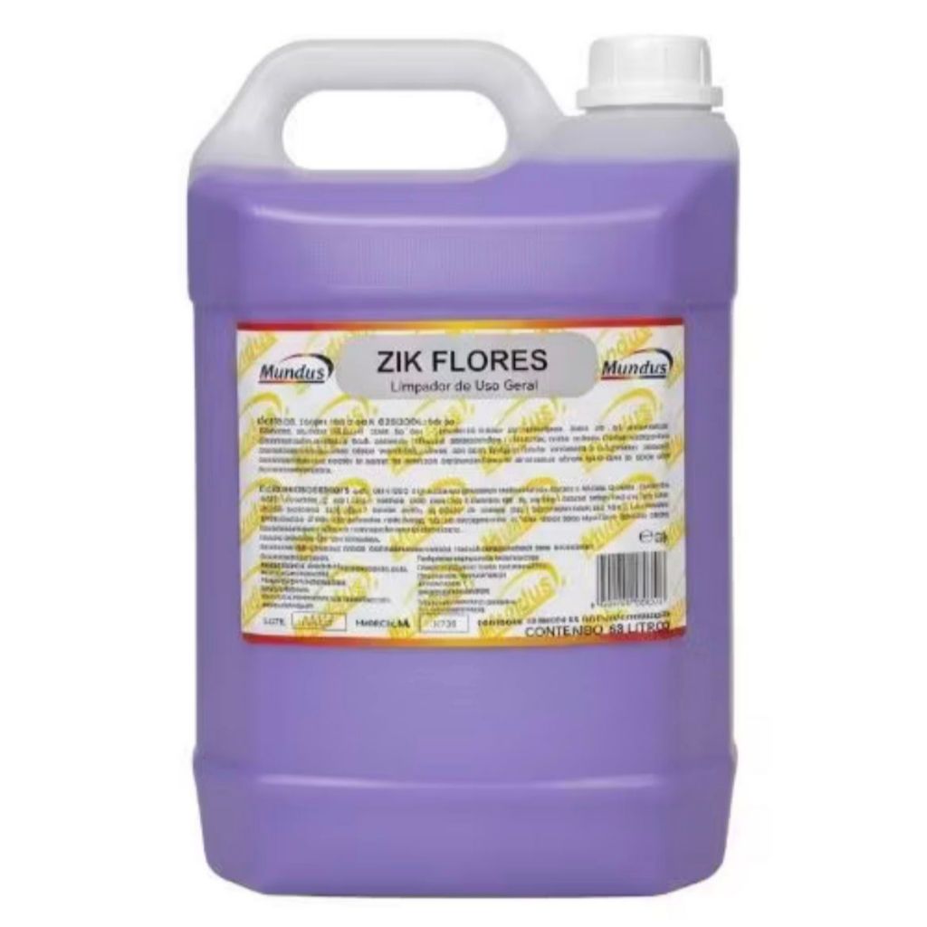 Desinfetante Zik Flores 5L Mundus - Alto Poder de Perfumação e Desinfecção Com Fragrância Premium Pronto Uso