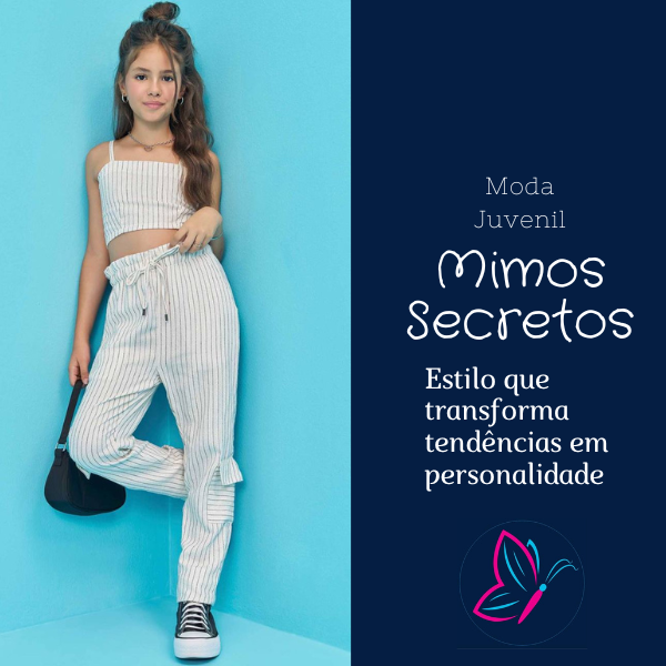 Conjunto de Top Cropped e Calça em Linho Fio Tinto 77461 Vic&Vicky