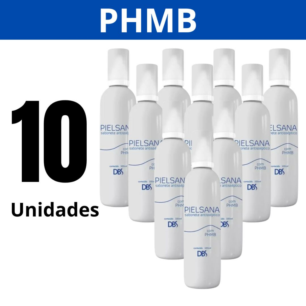 Kit 10Un Sabonete Líquido 100ml Pielsana Antisséptico Antibacteriano Desinfecção Das Mãos Com PHMB