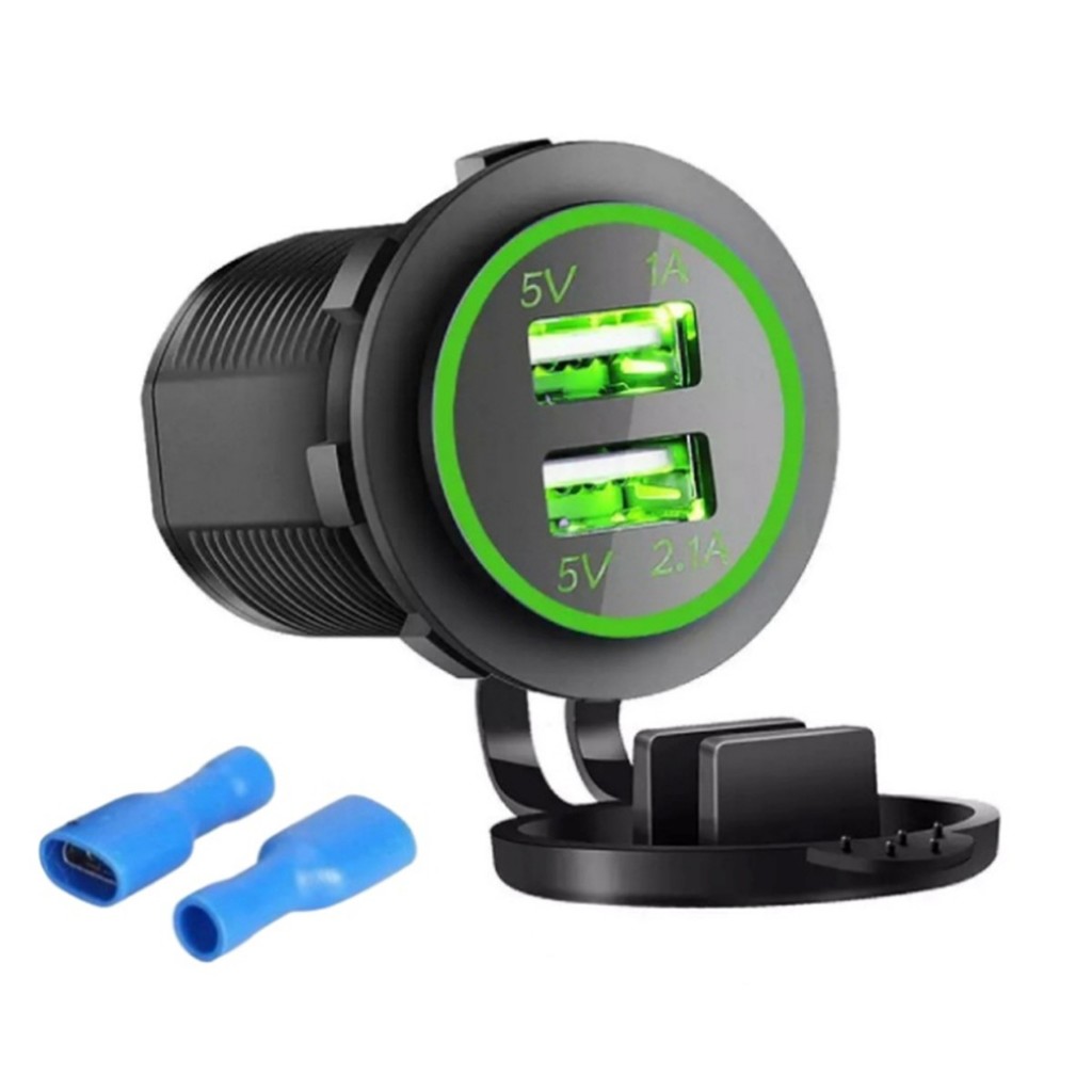 Tomada Carregador Veicular USB Universal DC5V 1A/2.1A DC 12V-32V Compacto de Fácil Instalação