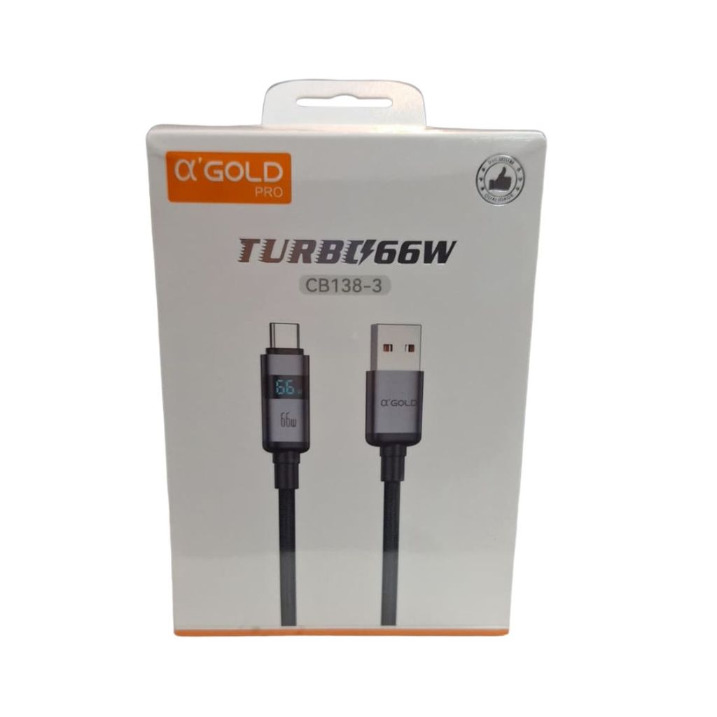 Cabo de Dados USB Tipo C com Visor 66W 1M