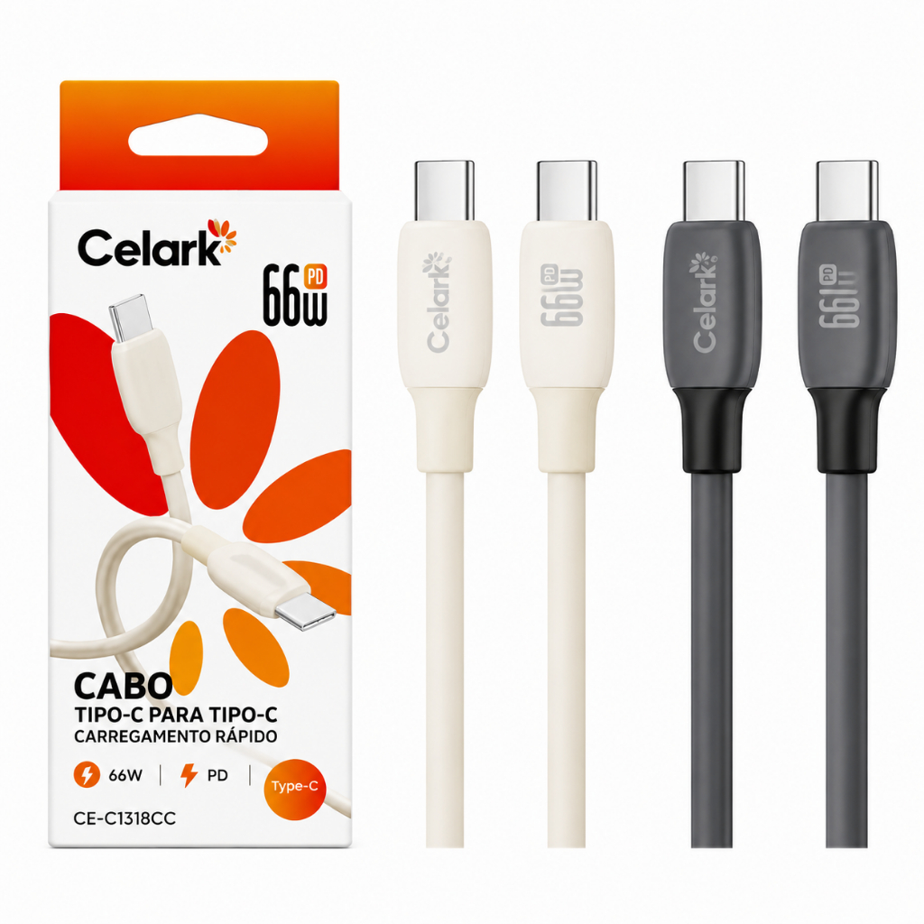 Cabo Type-C 66W Turbo Carregamento Rápido USB-C para USB-C 1 Metro Premium