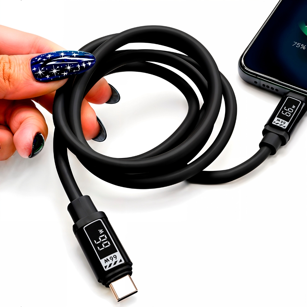 Cabo Tipo C 1,2m 66W Carregamento Rápido Transferência Dados Velocidade Celular Notebook