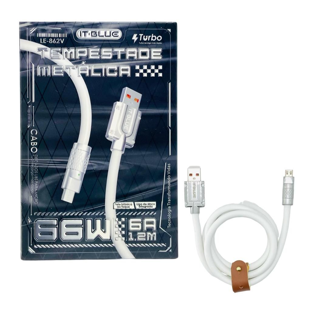 Cabo Usb V8 It-blue Le-862v 1.2m 66w 6a Turbo Alumínio
