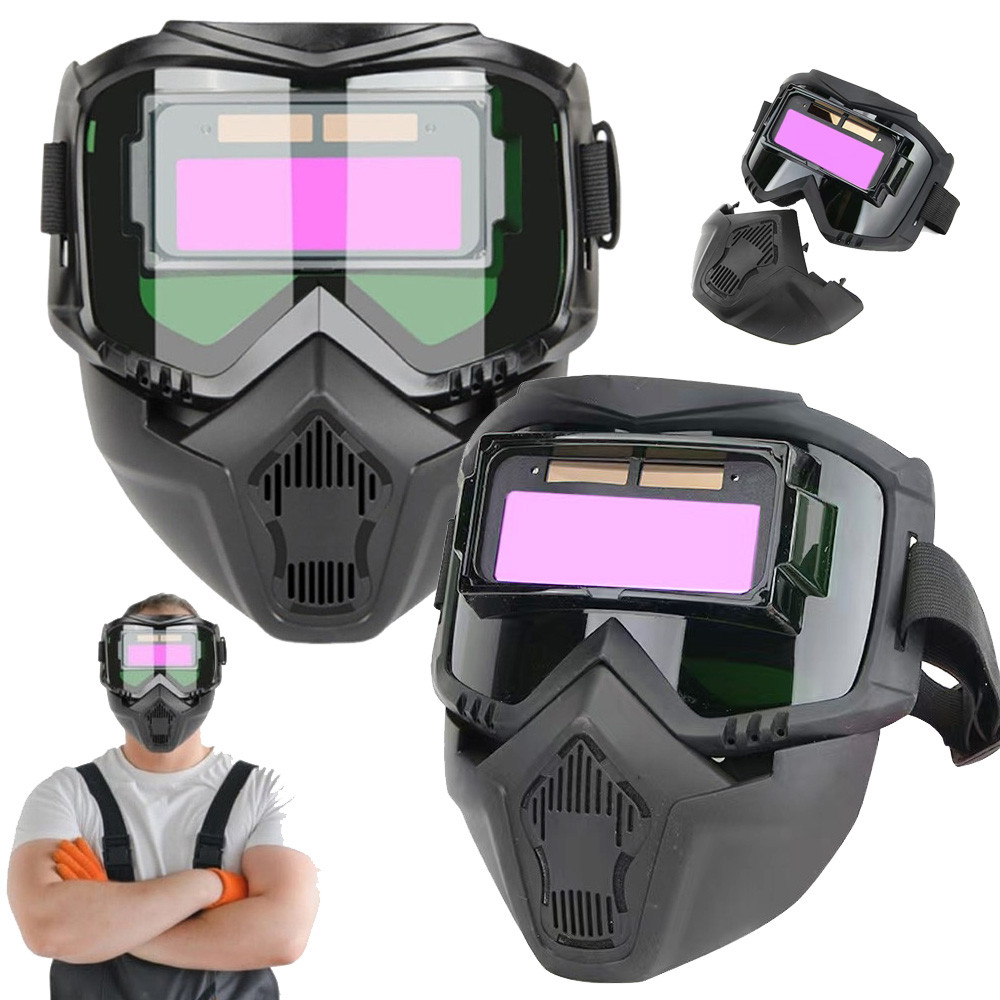 Capacete De Solda Full Face Auto Escurecimento Removível Com Óculos Anti-reflexo