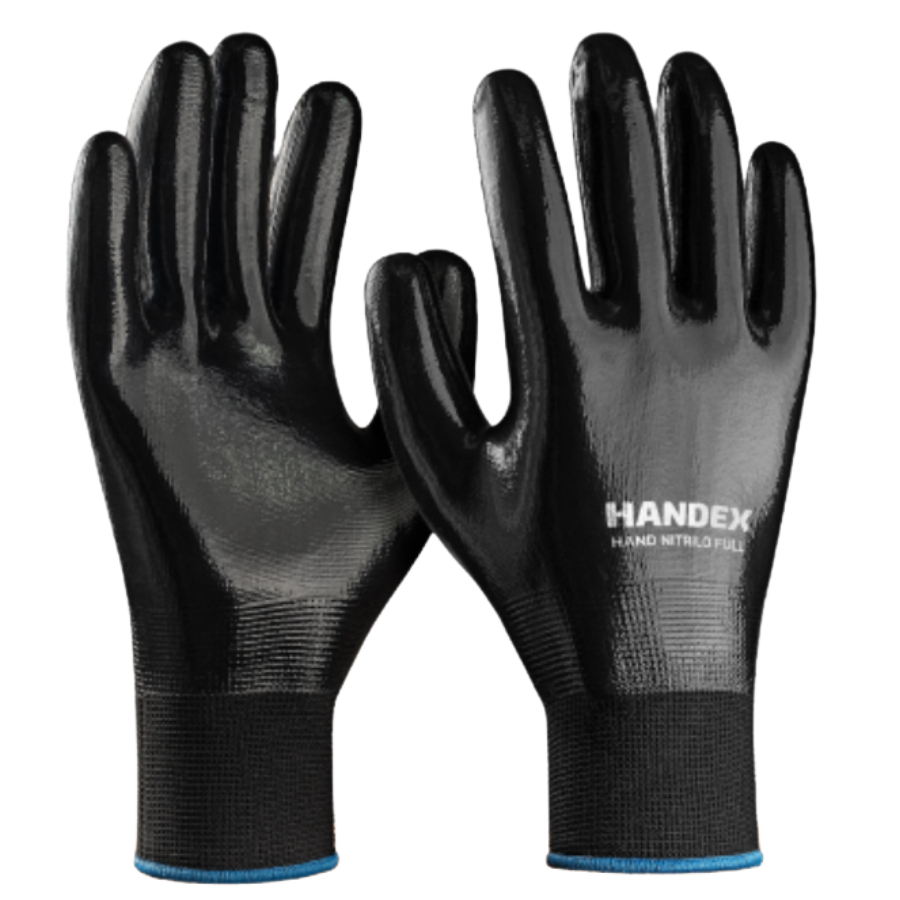 Luva Preta Nitrillo full Handex impermeável resist oleos  CA 49943