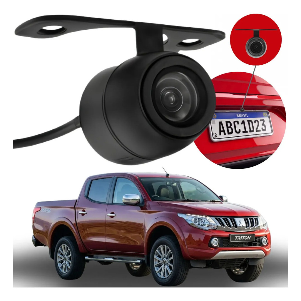 Câmera De Ré Smart Vision Hd Mitsubishi L200 Triton 2008 2009 2010 2011 2012 2013 2014 2015 2016 2017 2018