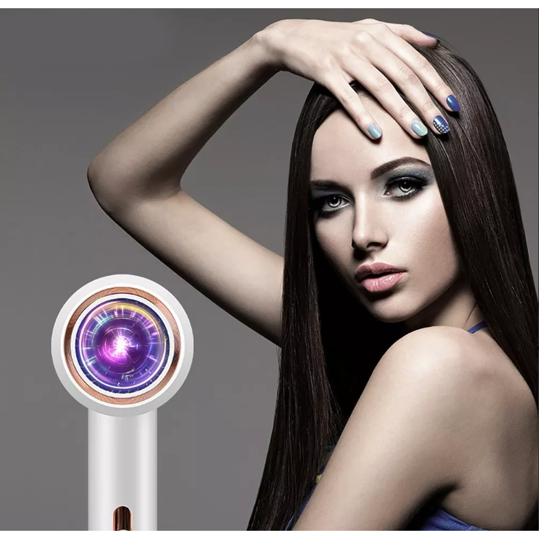 Secador De Cabelo Portátil De Íon Negativo De Luz Azul 110v