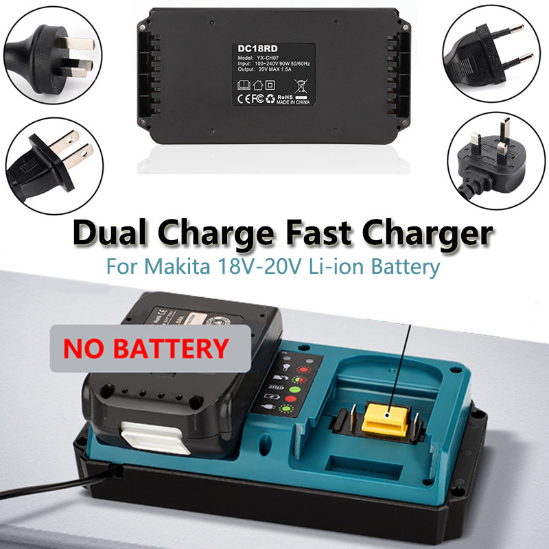 Carregador Duplo Portátil De 90W , Plugue Ue , Substituição Para Makita 18V-20V , Recarregável De Íon-Lítio BL1815 BL182