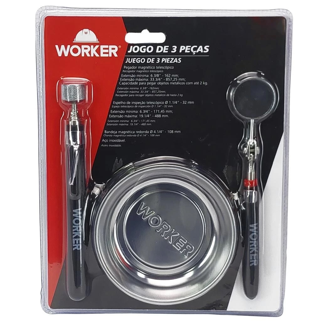Kit Pegador Magnético Espelho e Bandeja Magnética Worker