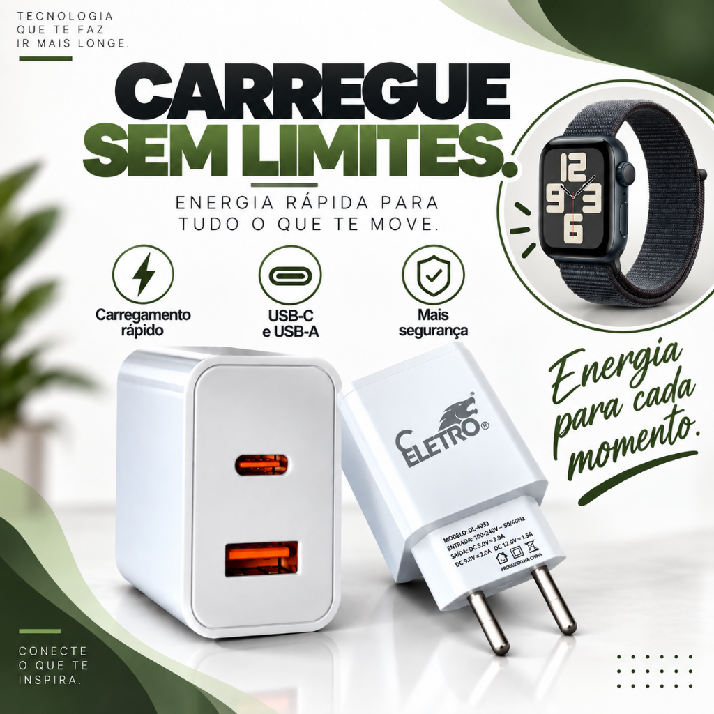 Carregador Turbo Fast 40w Para Apple Watch Ultra Series 7 8 9 10