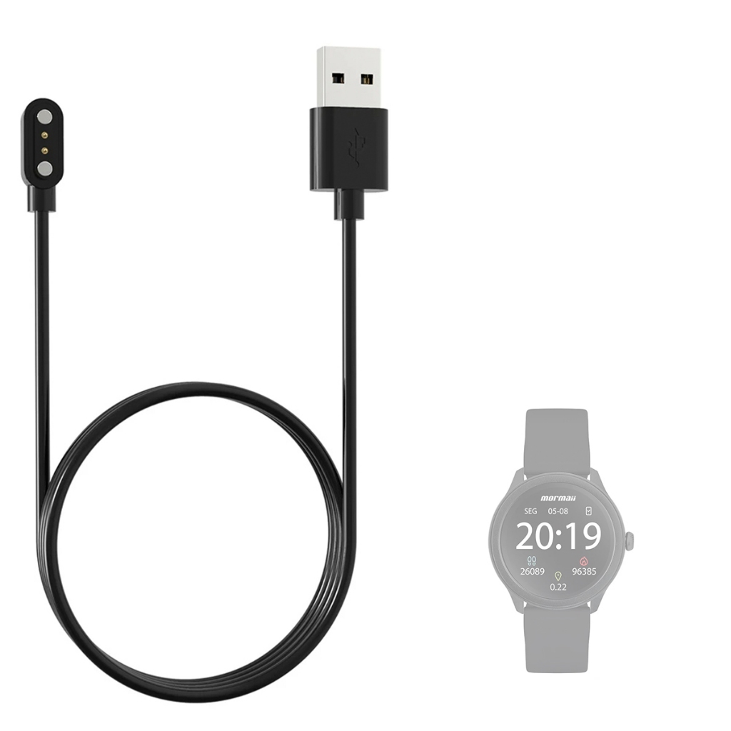 Carregador Usb Compatível Com Smartwatch Mormaii Life Ultra (Redondo) magnetico