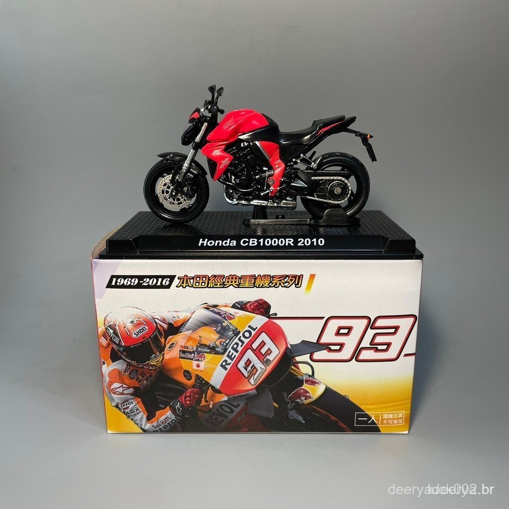 Motocicleta Honda Honda CB1000R Modelo 2010, Expositor em Escala 1/24 com Tampa de Acrílico, Honda Heavy Machinery AKGM