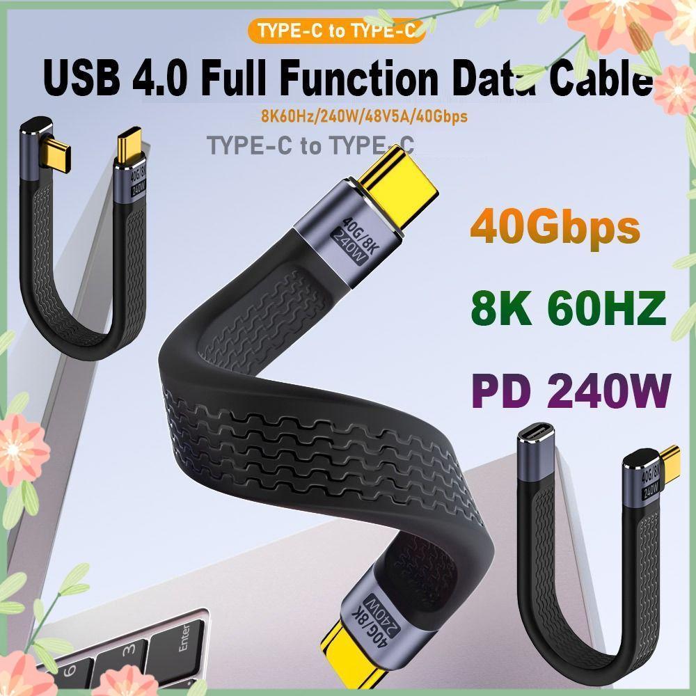 Cabo THUY 40Gbps USB4.0 , USB C Flexível De 8K 60HZ Para Tipo De Dados PD 240W Celular Com Chip E-Marker
